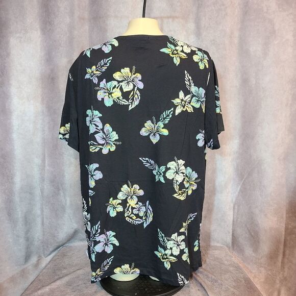 Jack & Jones Navy Hawaiian Tropical Print Crew Neck Size XL - Picture 3 of 6